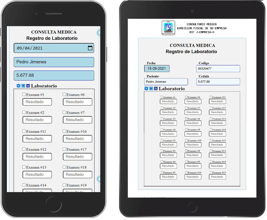 registro de resultados de laboratorio