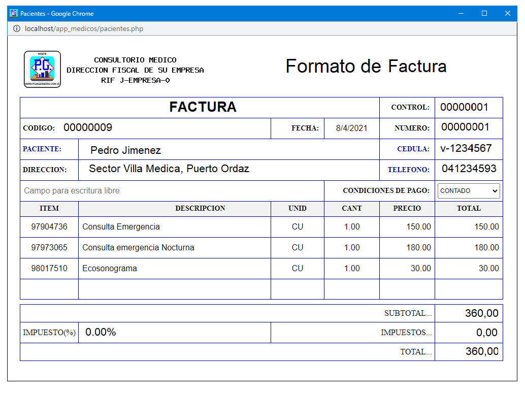 Formato de Factura y presupuesto