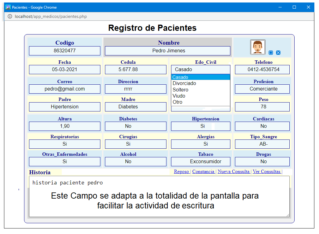 Formato para Historia y Registro de pacientes