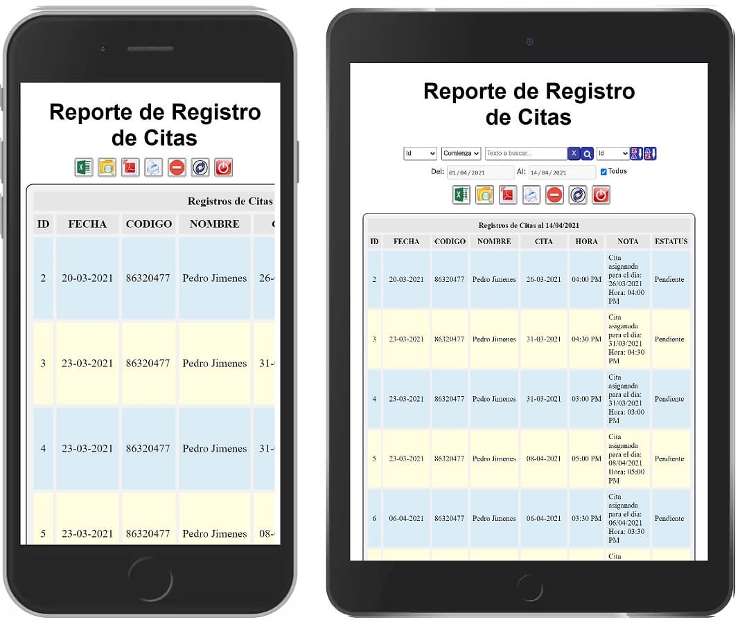 Muestra de Reportes