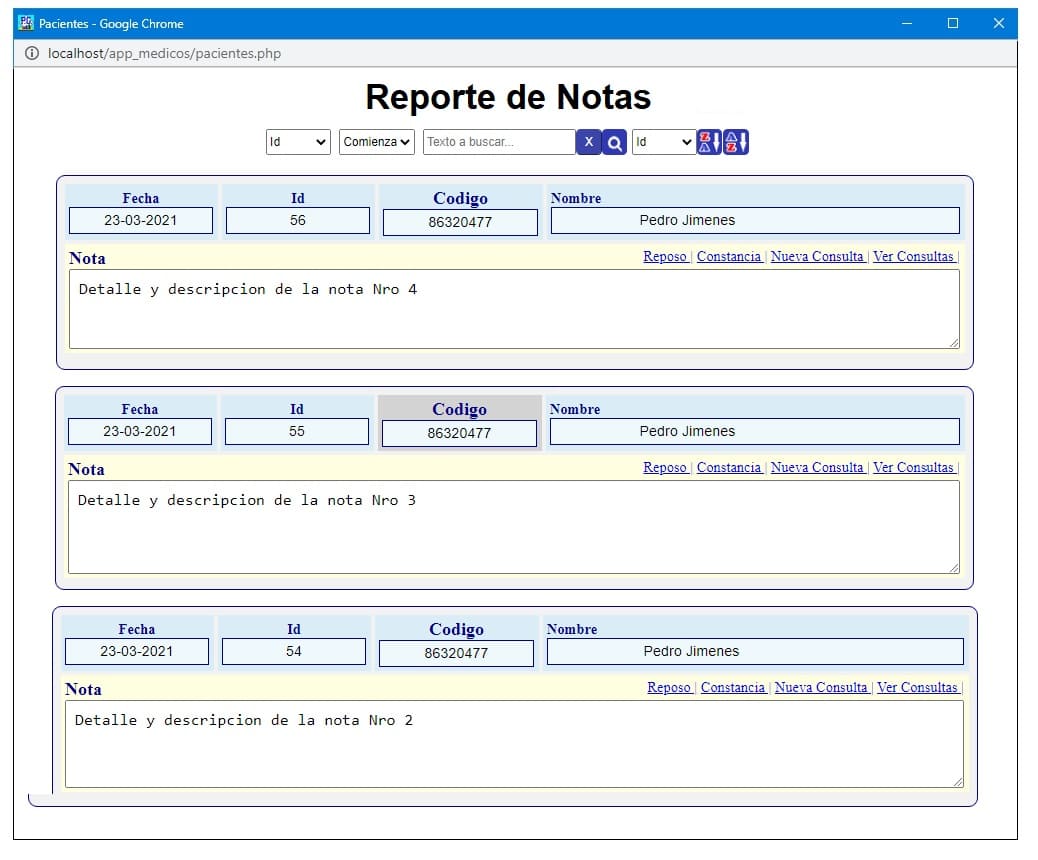 Muestra de Reportes