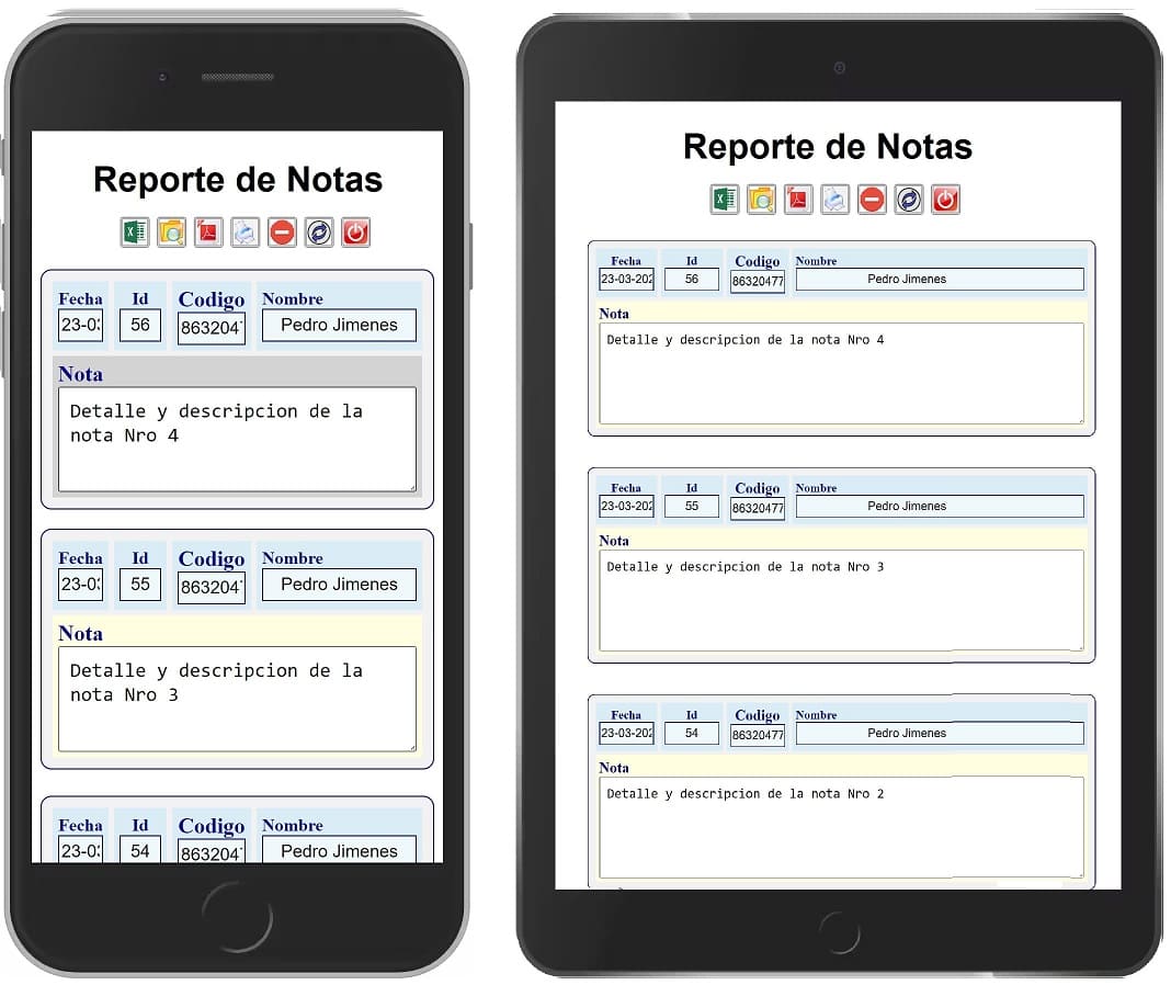 Muestra de Reportes