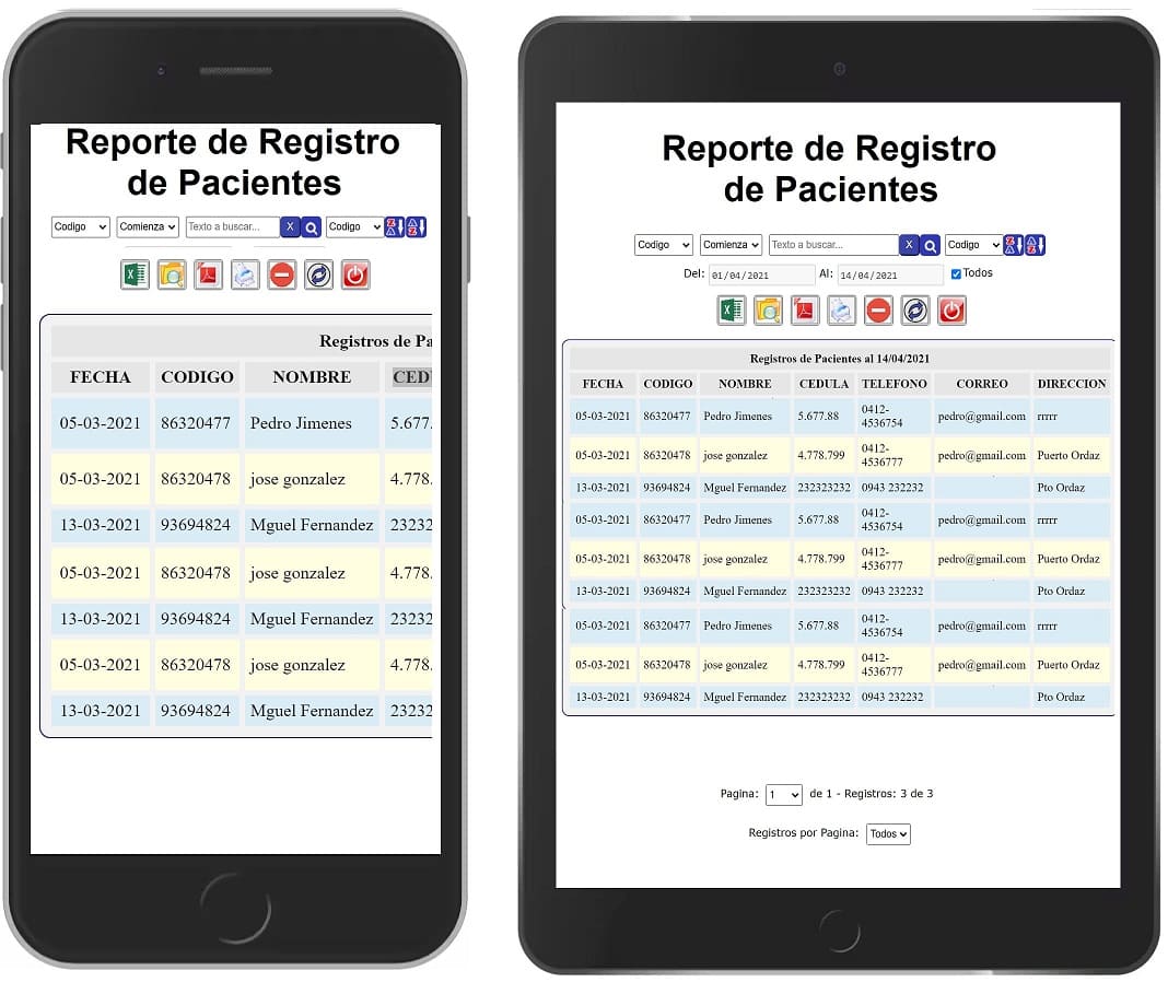 Muestra de Reportes