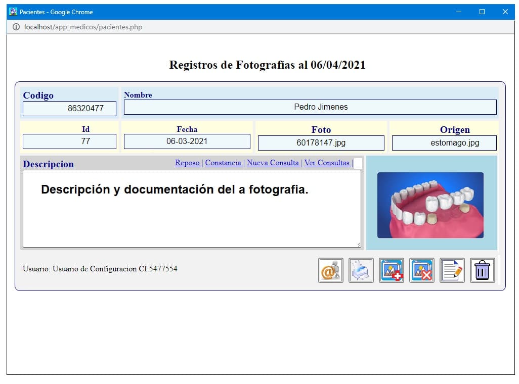 Reportes Fotográficos del paciente