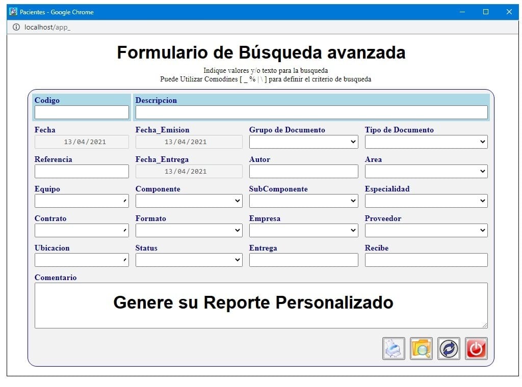 Formulario de Busqueda de Documentos