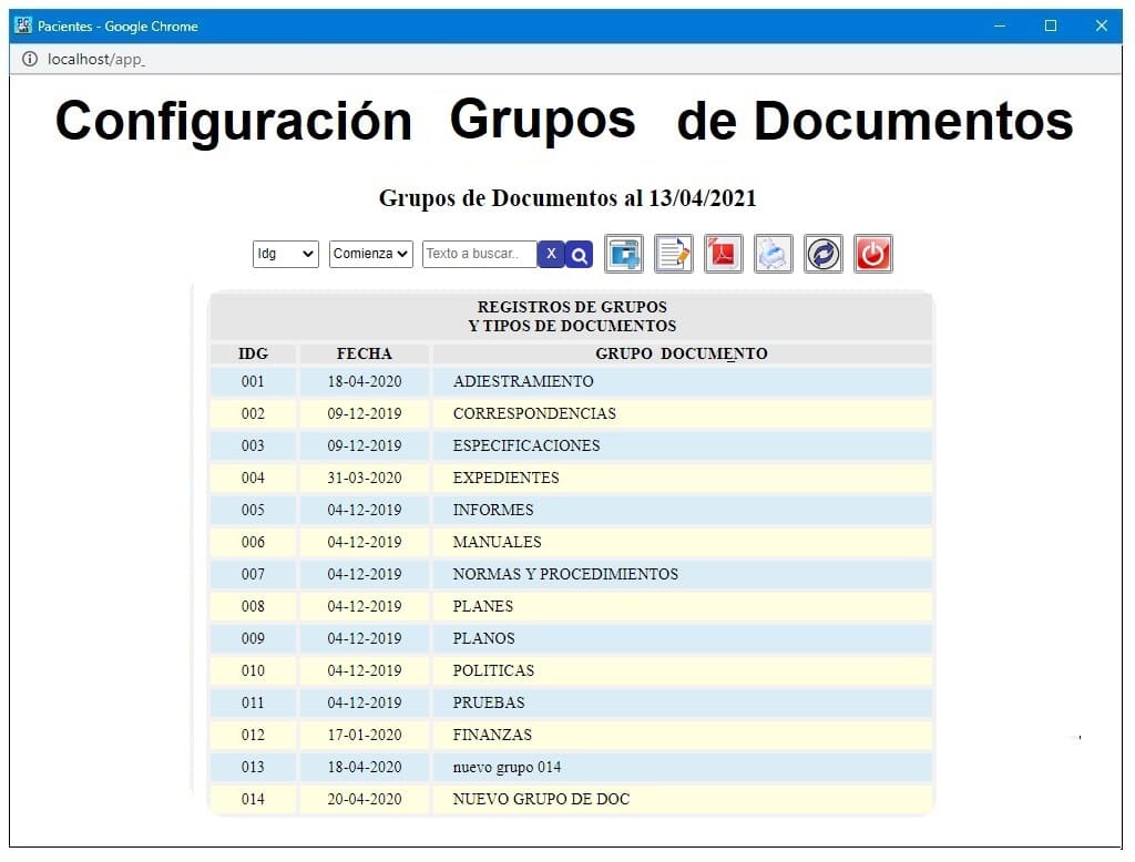 Configuracion de Grupos de Documentos