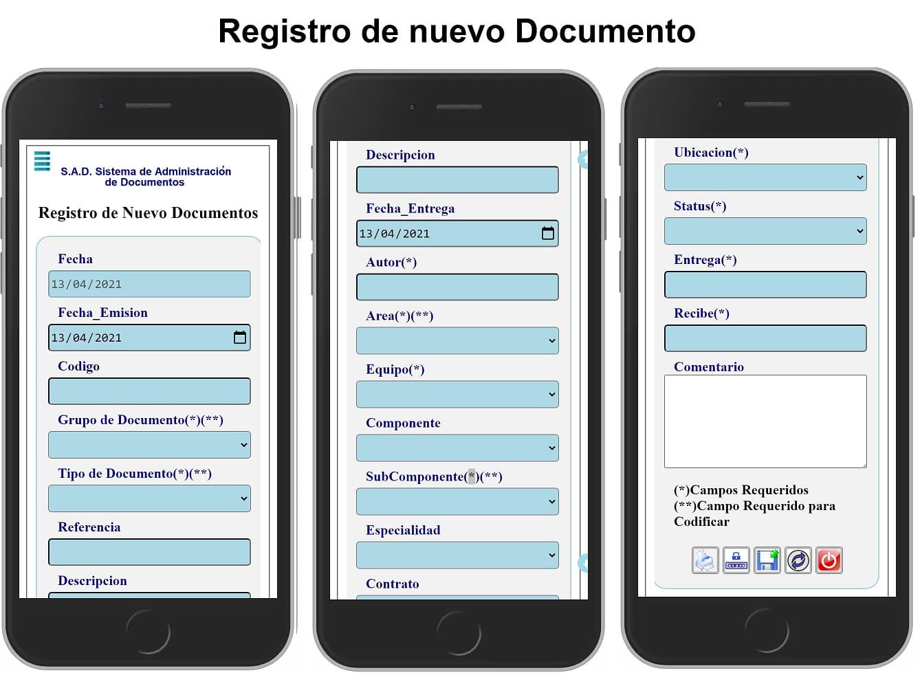 Uso de formularios para ingreso de nuevos documentos