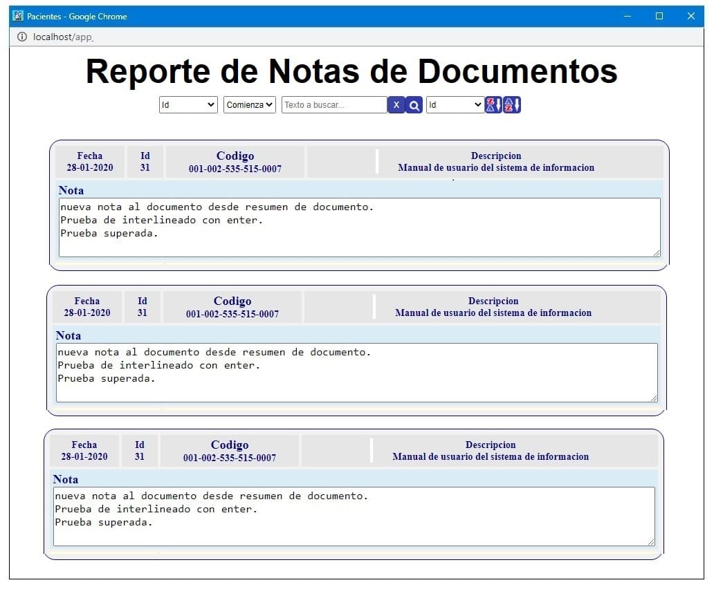 Muestra de Reporte