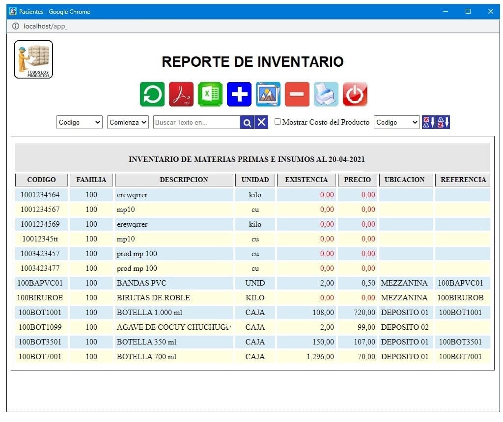 Muestra de Reporte