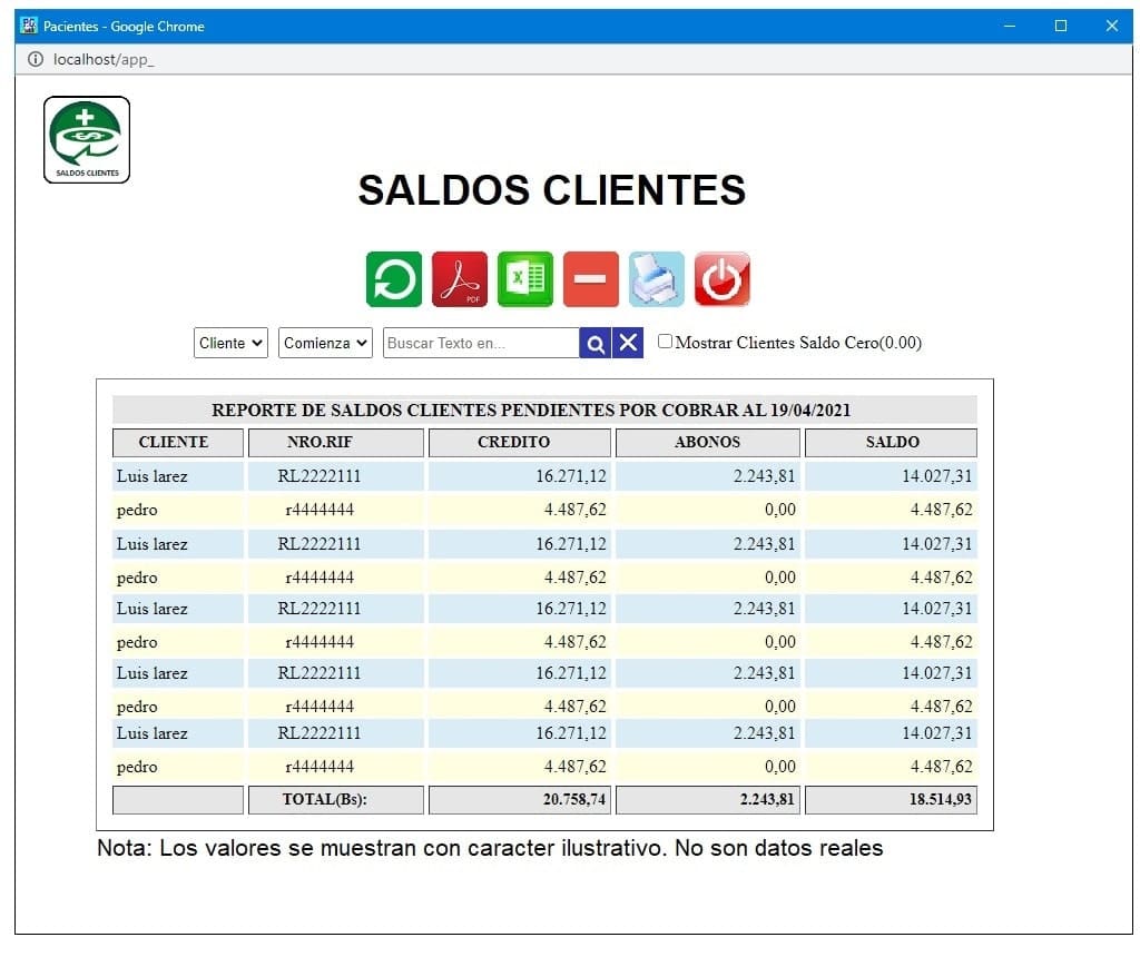 Reporte Saldos por cliente