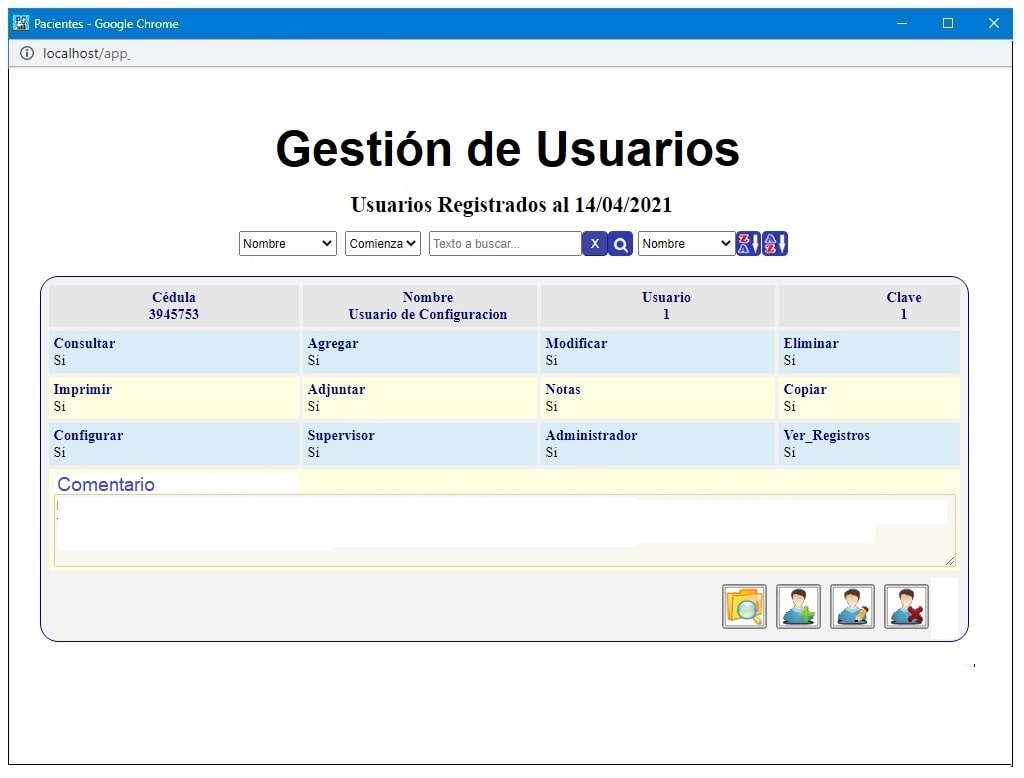 Configuración, control y administración de la gestion de usuarios