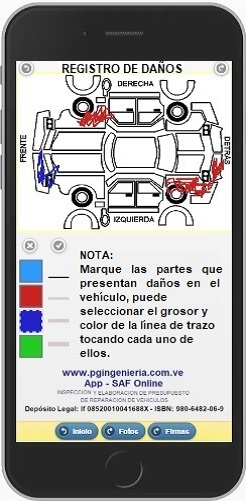 Elige un color y marca las partes danadas del vehículo